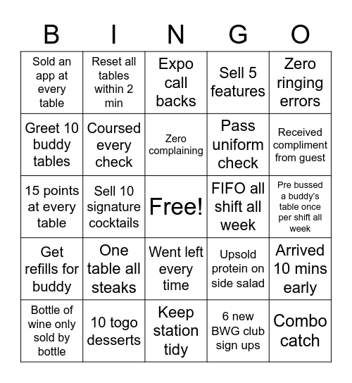 Brookwood Bingo Card