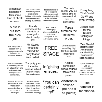 D&D CLUB BINGO! Bingo Card
