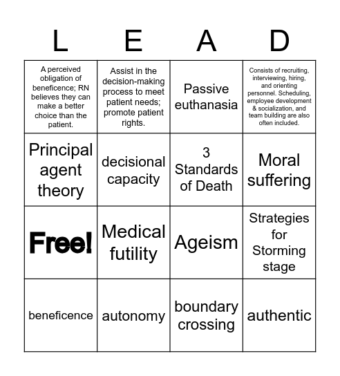 Week 3 - Leadership Bingo Card