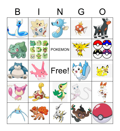 Abigail's Pokemon Bingo Card