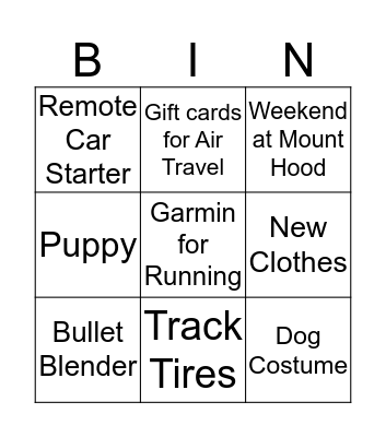 TDAOS Gift Match Bingo Card