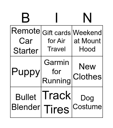 TDAOS Gift Match Bingo Card