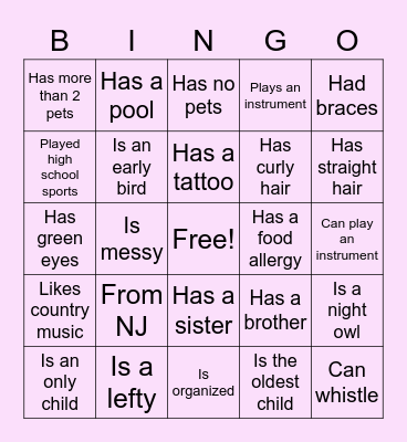Rho Gamma Group Bingo! Bingo Card