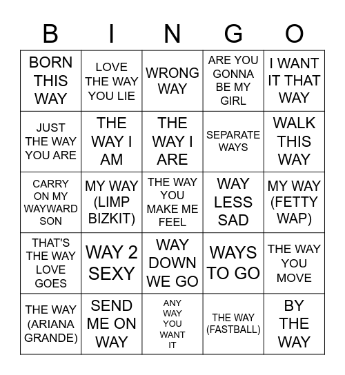 WAY Bingo Card