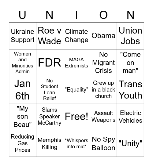State Of The Thing Bingo Card
