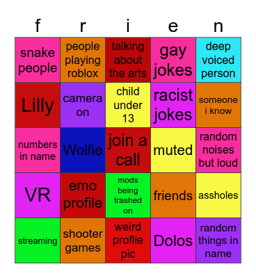 friends cord bingo Card