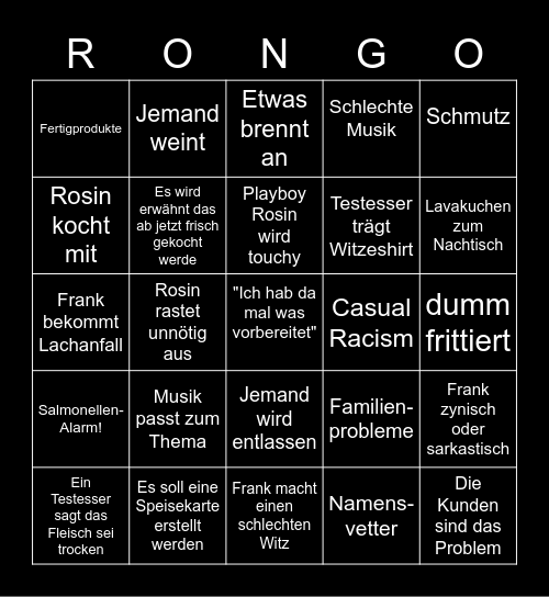 Rongo Bingo Card