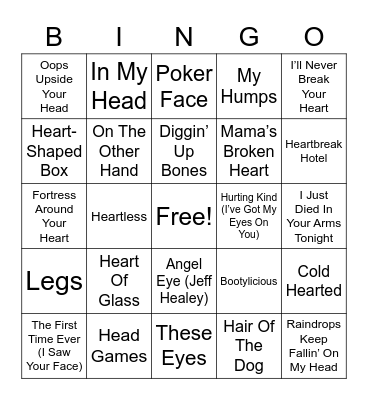 GET ME BODIED MUSIC Bingo Card