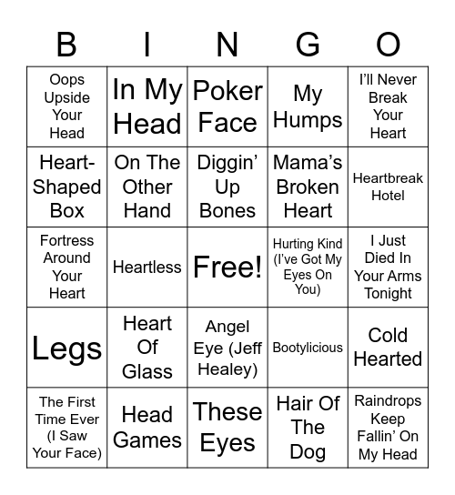 GET ME BODIED MUSIC Bingo Card