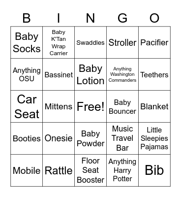 Baby Bean Bingo Card