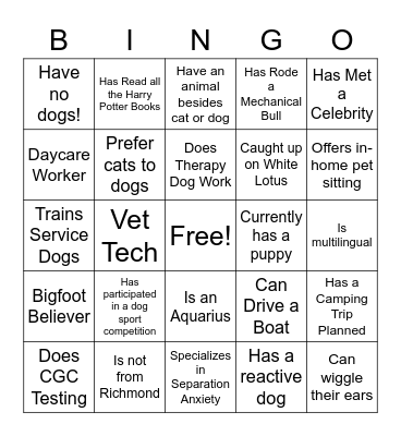 Trainer Bingo! Bingo Card