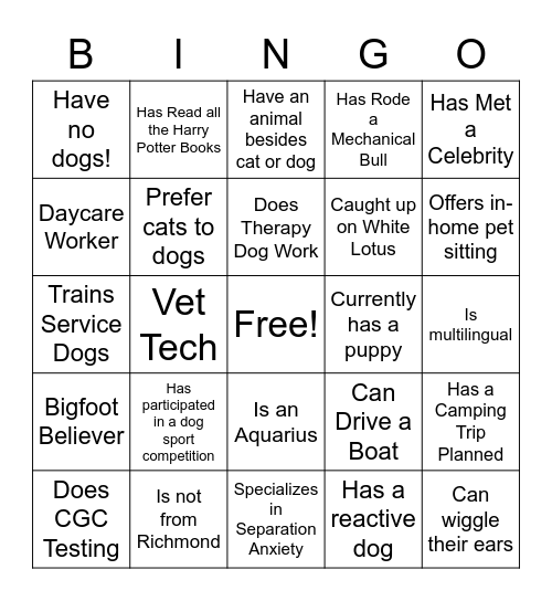 Trainer Bingo! Bingo Card