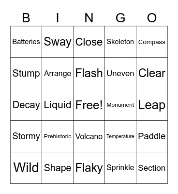 Vocab Bingo! Bingo Card