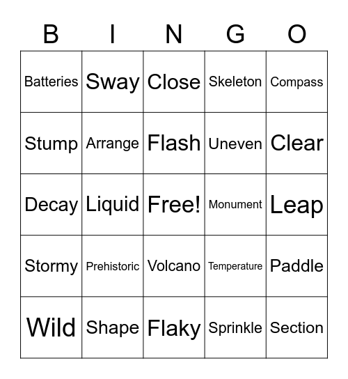 Vocab Bingo! Bingo Card