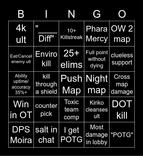 Overwatch 2 Bingo Card