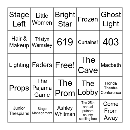 BINGOISH Bingo Card