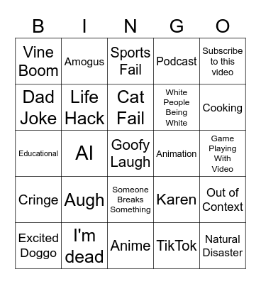 Try Not to Laugh Bingo Card