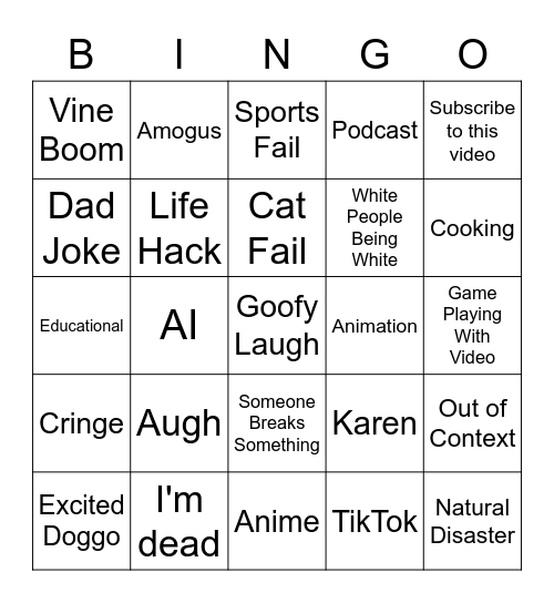 Try Not to Laugh Bingo Card