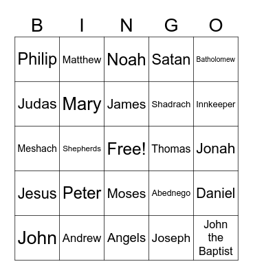 Bible Bingo Card