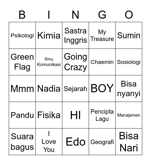 Bingo Eric Bingo Card