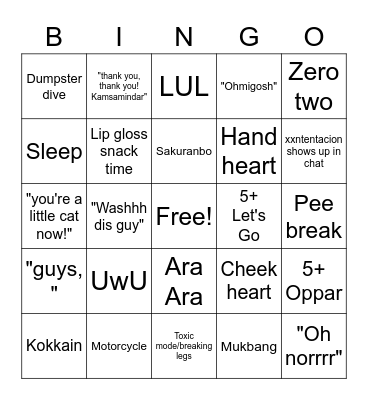 clararline bingo Card