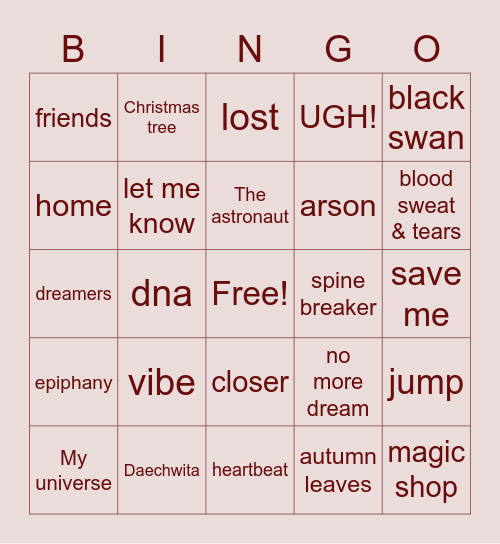 @MinMoniee93xxx Bingo Card