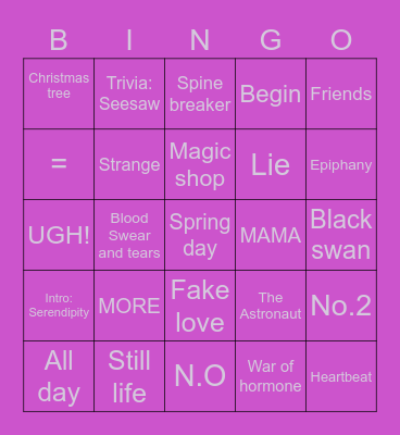 @btsnme613 Bingo Card