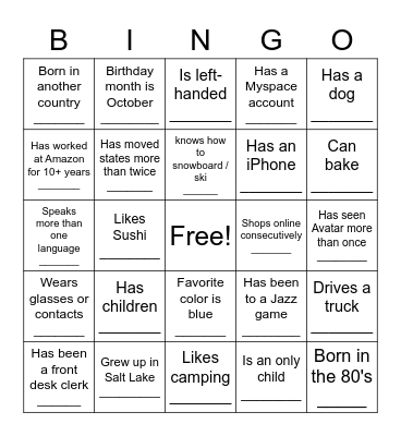 Know Your Manager Bingo Card