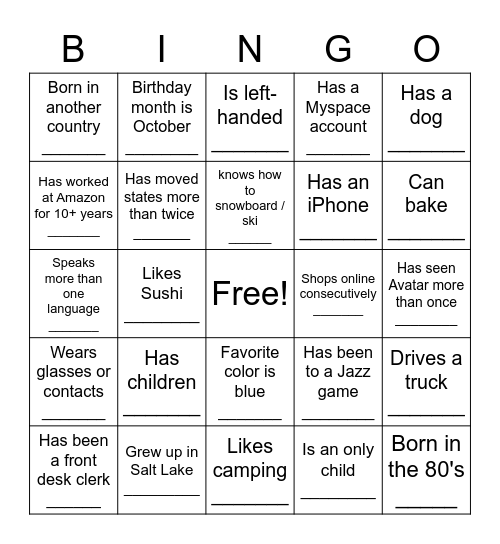 Know Your Manager Bingo Card