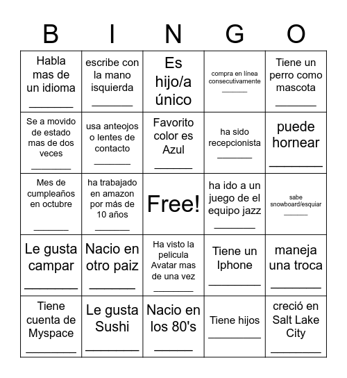 Know Your Manager Bingo Card