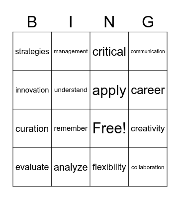 Key words - Using Technology Bingo Card