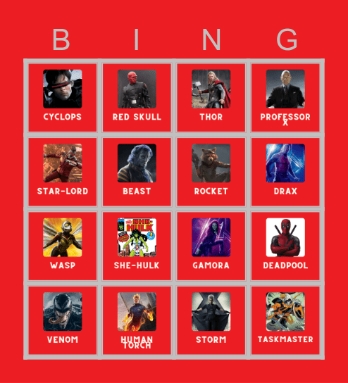 MARVEL Bingo Card