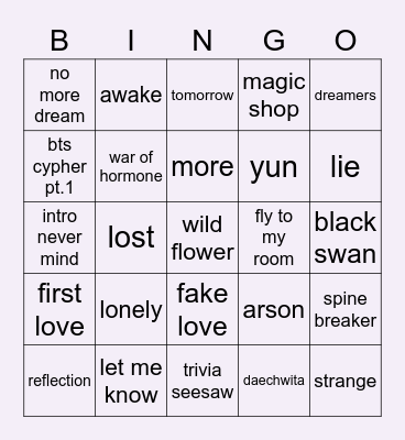 @lovelymintje Bingo Card