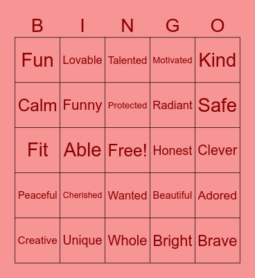 PWN SA AFFIRMATIONS: I AM Bingo Card