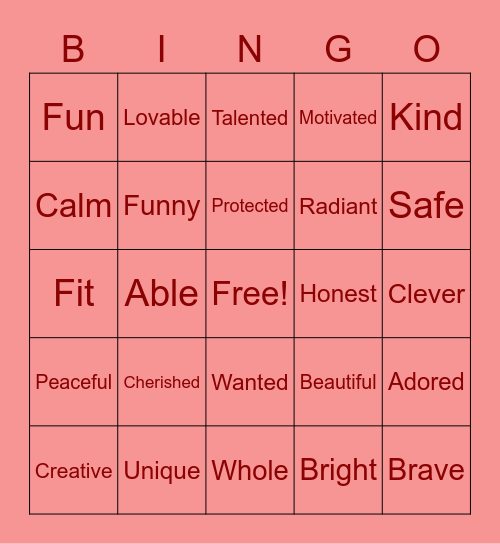 PWN SA AFFIRMATIONS: I AM Bingo Card