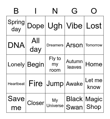 @sam_ijk04 Bingo Card