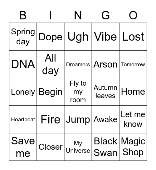 @sam_ijk04 Bingo Card