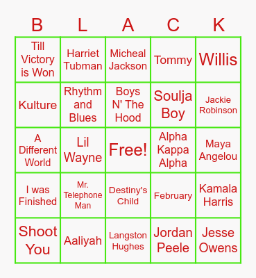 For The Culture Bingo Card
