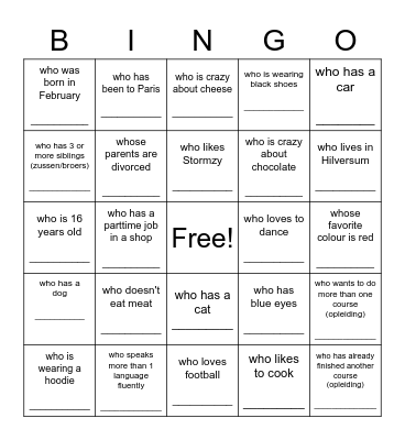 Find someone..... Bingo Card