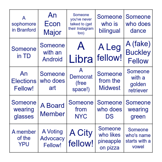 Dems bingo! Bingo Card