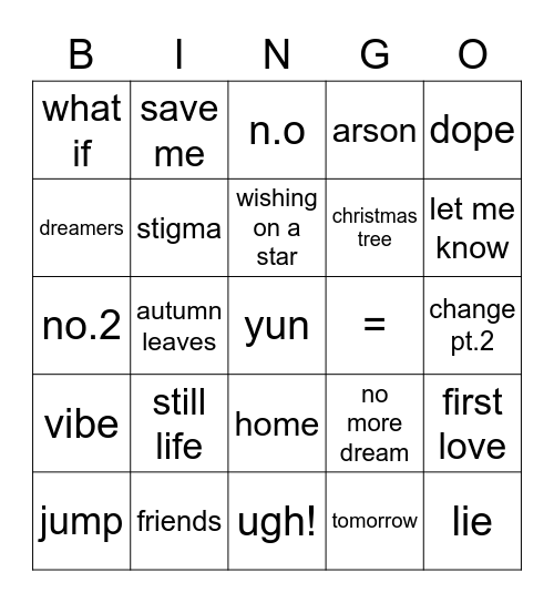 @LindseyTessa Bingo Card