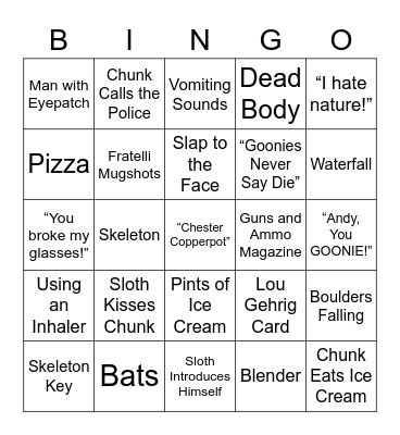 The Goonies - Round 2 Bingo Card