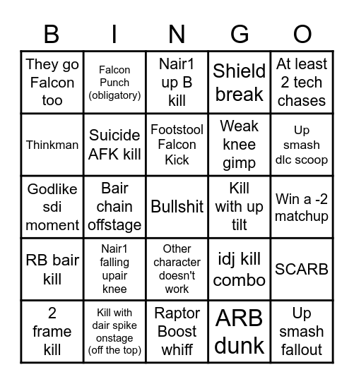 Falcon Bingo Card