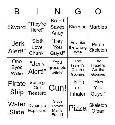 The Goonies - Round 3 Bingo Card