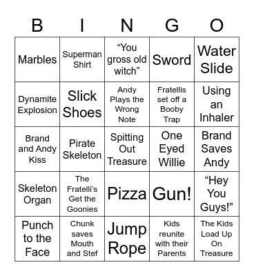The Goonies - Round 3 Bingo Card