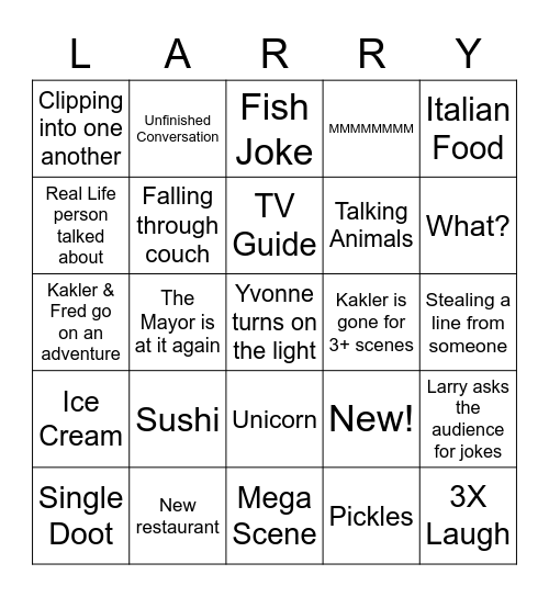 Nothing Forever Bingo Card