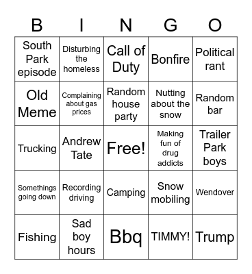 Chandler's Snap Story Bingo Card
