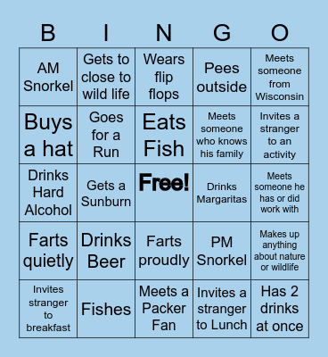 ON VACATION WITH TODD! Bingo Card