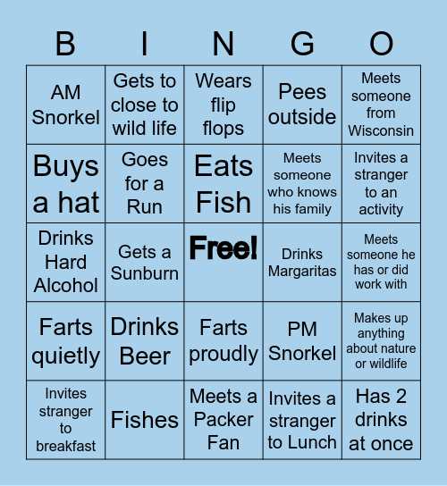 ON VACATION WITH TODD! Bingo Card