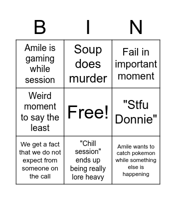 Session bingo Card